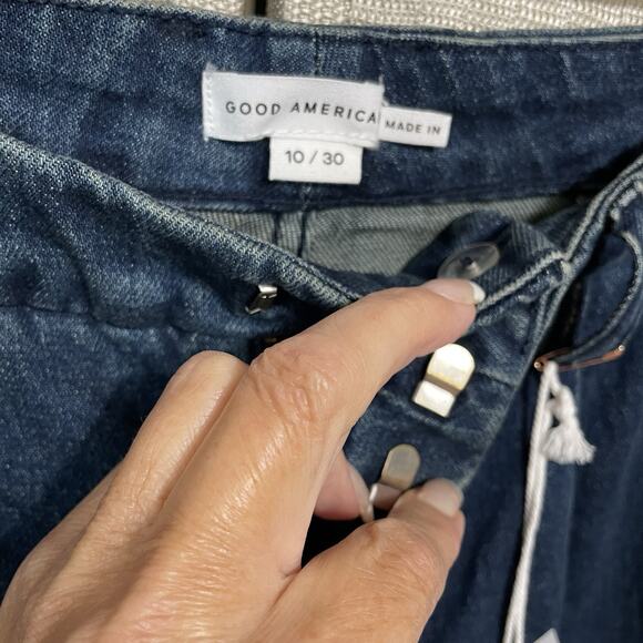 Good American 90s PLEATED TROUSER JEAN Size 10/30 Indigo Blue Denim Wide Leg NEW - Picture 7 of 12